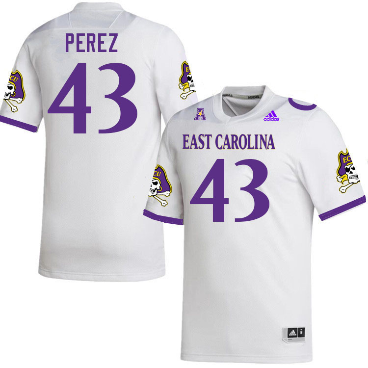 Noah Perez ECU Jersey,East Carolina Pirates #43 Noah Perez Jersey Youth College-White